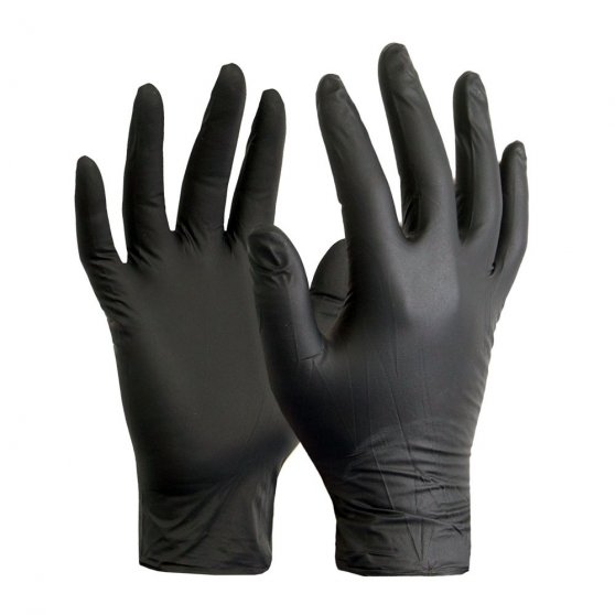 Černé extra pevné nitrilové rukavice S, box 100 ks