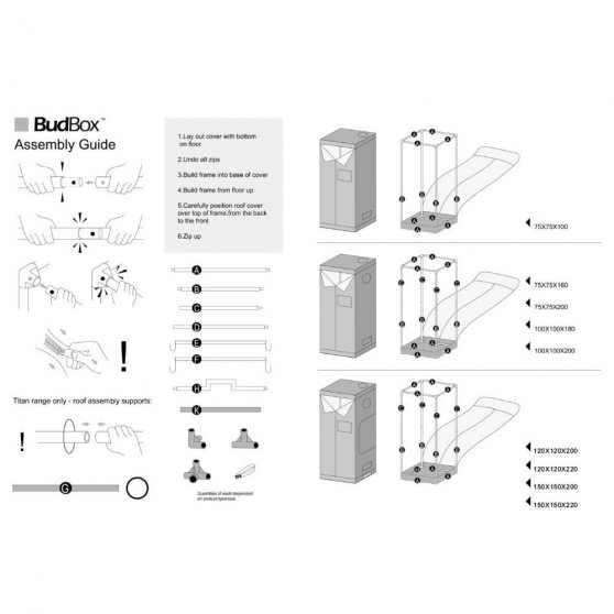 BudBox White PRO L180 100x100x180 cm, bílá fólie