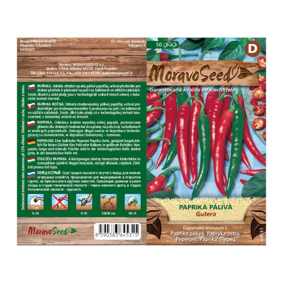 Semínka Paprika zeleninová GUTERA, pálivá, červená-zelená, 50 s