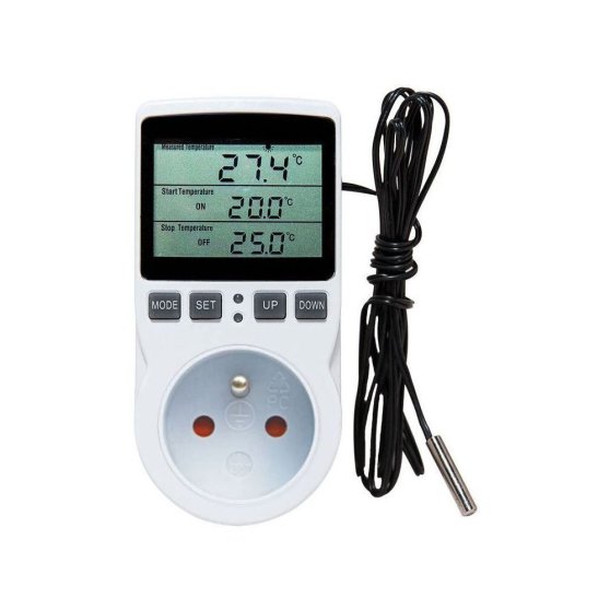 Zásuvkový termostat s časovým spínačem a externím čidlem KT3100