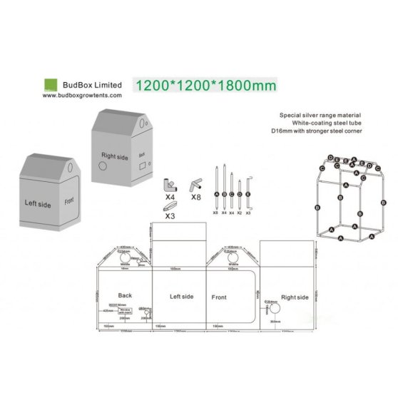 BudBox LITE-RM 120x120x180 cm - zkosený