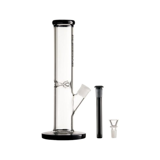 Groove Straight Tube 30.5 cm Black and Clear, skleněný bong