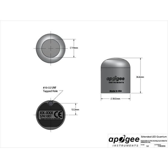 Apogee Instruments SQ-616 USB ePAR Sensor 400-750 nm