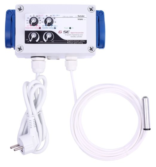 GSE Digitálny regulátor teploty, vlhkosti, vákua a min. otáčok ventilátora 2x 5A