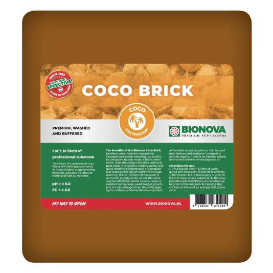 BioNova Coco Brick 10 l, dehydrovaný kokosový substrát