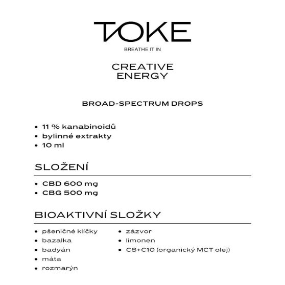 Toke CBD kapky Creative Energy, 10 ml