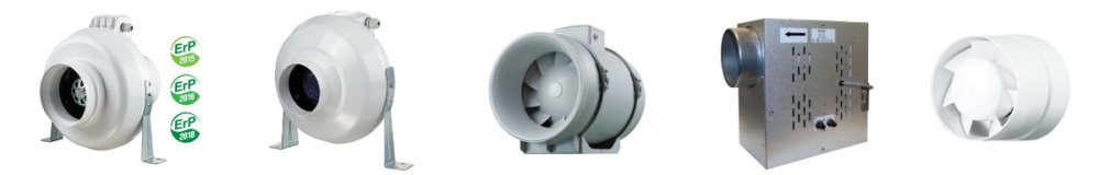 Potrubní ventilátory Vents pro ventilační systémy 100-315 mm.